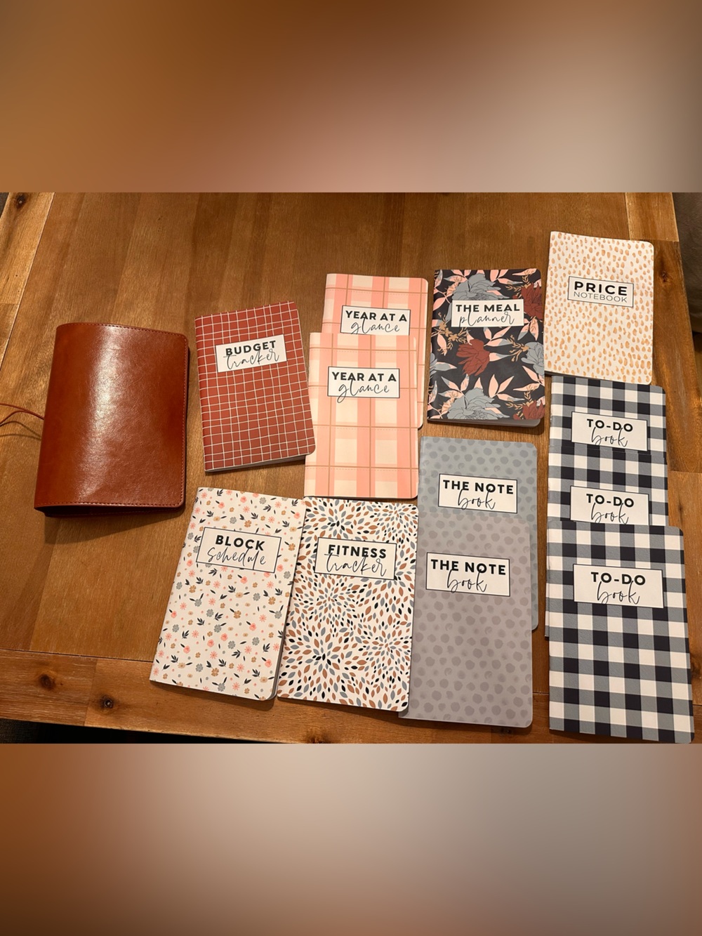 Customizable Planner - Floral & Plaid Pocket Notebooks - Pink, Navy, Gray, Cream